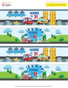 Car Wash Transportation Bottle Wrappers: Car Wash Transportation Party Decorations Kit