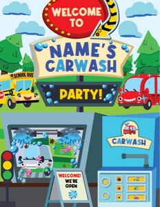 Car Wash Transportation Welcome Sign: Car Wash Transportation Party Decorations Kit