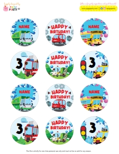Car Wash Transportation Cupcake Toppers: Car Wash Transportation Cupcake Toppers