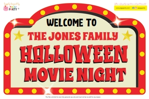Halloween Movie Night TItle Backdrop: Halloween Movie Night Signs Cut-Outs