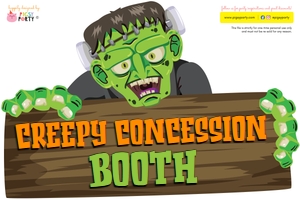Halloween Movie Night Creepy Concession Sign: Halloween Movie Night Signs Cut-Outs