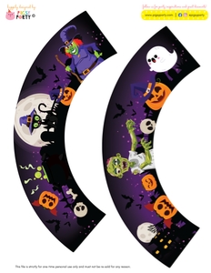 Halloween Movie Night Cupcake Wrappers: Halloween Movie Night Party Decorations Kit