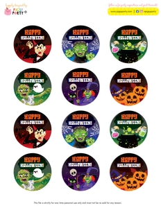 Halloween Movie Night Cupcake Toppers design preview