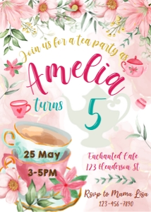 Princess Tea Party Invitation design preview