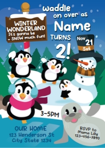 Penguin Wonderland Invitation: Penguin Wonderland Party Decorations Kit