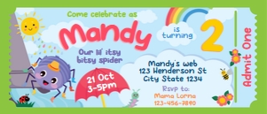 Incy Wincy Spider Ticket Invitation: Incy Wincy Spider Ticket Invitation
