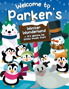 Penguin Wonderland Welcome Sign: Penguin Wonderland Party Decorations Kit