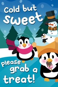 Penguin Wonderland Treats Sign: Penguin Wonderland Party Decorations Kit