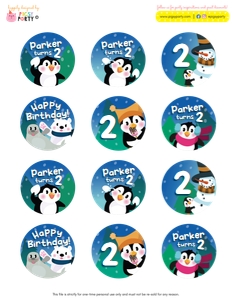 Penguin Wonderland Cupcake Toppers: Penguin Wonderland Party Decorations Kit
