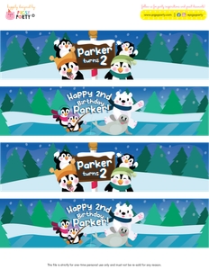 Penguin Wonderland Bottle Wrappers: Penguin Wonderland Party Decorations Kit