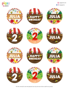 Farmers Market Cupcake Toppers design preview