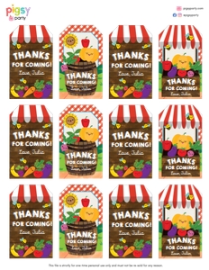 Farmers Market Gift Tags: Farmers Market Party Decorations Kit