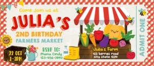 Farmers Market Ticket Invitation: Farmers Market Party Decorations Kit