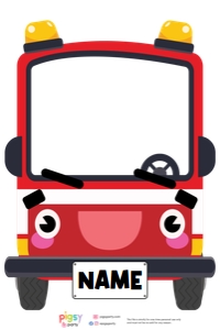Photo Booth Frame Fire Truck FRONT design preview
