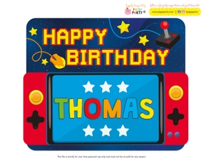 Gamer Boy Party Signs Pack design preview