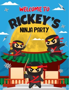 Ninja Welcome Sign: Ninja Party Decorations Kit