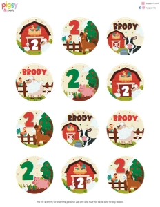 Animal Farm Cupcake Toppers design preview