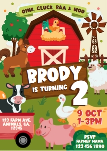 Animal Farm Invitation: Animal Farm Party Decorations Kit