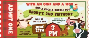 Animal Farm Ticket Invitation: Animal Farm Party Decorations Kit