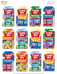 Buses Gift Tags: Wheels on the Bus Go Round Gift Tags