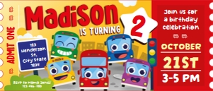 Buses Ticket Invitation: Wheels on the Bus Go Round Ticket Invitation