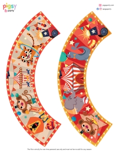 Circus Cupcake Wrapper: Circus Party Decorations Kit