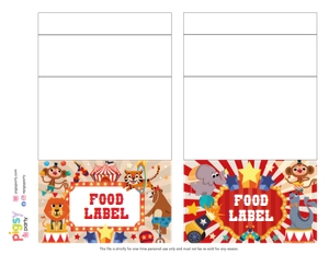Circus Food Labels: Circus Party Decorations Kit