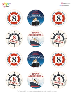 Titanic Cupcake Toppers design preview