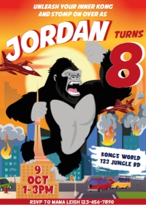 King Kong Invitation: King Kong Party Decorations Kit