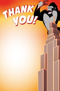 King Kong Thank You Card: King Kong Party Decorations Kit