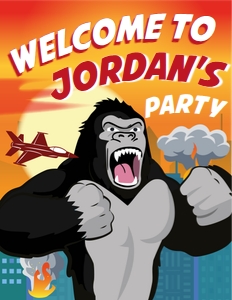 King Kong Welcome Sign: King Kong Party Decorations Kit