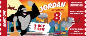 King Kong Ticket Invitation: King Kong Party Decorations Kit