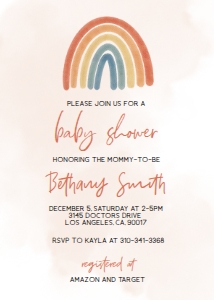 BS002_INV-BBS: Rainbow Boho Baby Shower Invitation Card, Rainbow Baby Shower Invite, Earthy Tones Baby Shower, Unisex Baby Shower Invite, Corjl BS002