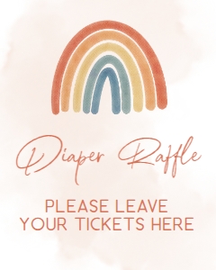 BS002_SIGN4_DIAPER RAFFLE: Rainbow Boho Baby Diaper Raffle Sign, Rainbow Boho Diaper Raffle Sign, Earthy Rainbow Boho Baby Shower Sign, Instant Download, Corjl BS002
