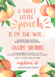 Sweet Little Peach Baby Shower Bundle, Sweet Little  Peach Baby Shower Invitation Set, Peach Girl Baby Shower Invite Template, BS008, Corjl design preview