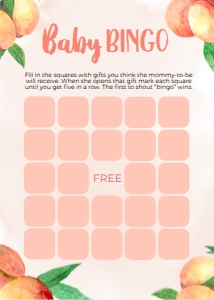 BS008_GAME005-Baby Bingo!: 16 Sweet Little Peach Baby Shower Games BUNDLE, Editable Baby Shower Party Game, Sweet Peach Baby Shower Game Pack, Shower Game, Corjl BS008