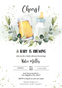 Baby is Brewing Baby Shower Invitation Template, Beer Baby Shower, Couples Baby Shower, Brewery Baby Shower, Unisex Baby Shower, Corjl BS083 design preview