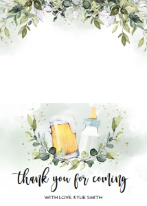 BS083-A-005-Thank You Card-5 by 3.5 inches (Tentfold): Baby is Brewing Baby Shower Invitation Set, Beer Baby Shower Set, Couples Baby Shower, Brewery Baby Shower, Unisex Baby Shower, Corjl BS083