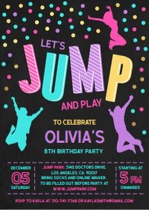 Jump Invitation, Editable Jump Birthday Invite, Trampoline Party, Bounce House Party, Jump Party, Let's Jump Party, Instant Download JP007 design preview