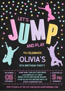Jump Invitation, Editable Jump Birthday Invite, Trampoline Party, Bounce House Party, Jump Party, Let's Jump Party, Instant Download JP006 design preview