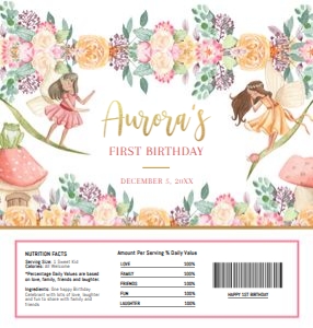 Editable Fairy Chocolate Bar Label Template, Candy Bar Wrapper, Magical Birthday, Fairy Garden, Enchanted Forest, Instant Download KP020 design preview