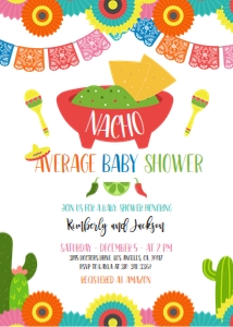 Nacho Average Baby Shower Invitation Set, Fiesta Party Invite Template, Taco Baby Sprinkle, Mexican Baby Shower Set, Instant Download BS096 design preview