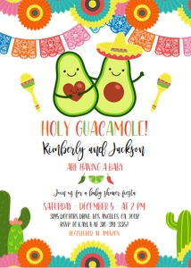 BS097_INV-BBS-A: Holy Guacamole Baby Shower Invitation Set, Fiesta Party Invite Template, Taco Baby Sprinkle, Mexican Baby Shower Set, Instant Download BS097
