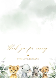 BS109-A-005-Thank You Card-5 by 3.5 in (Tentfold): EDITABLE Safari Baby Shower Invitation Set, A Wild One is on the Way Baby Shower Set, Jungle Baby Shower, Safari Animal, Jungle Animal BS109