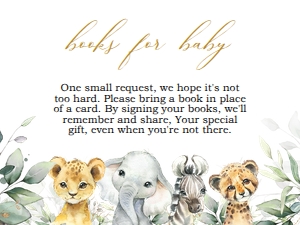 BS109-A-003-Books for Baby-4 by 3 in: EDITABLE Safari Baby Shower Invitation Set, A Wild One is on the Way Baby Shower Set, Jungle Baby Shower, Safari Animal, Jungle Animal BS109