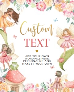 EDITABLE Fairy Birthday Custom Text Sign, Magical Fairy Birthday Custom Sign, Fairy Garden Sign, Enchanted Forest, Instant Download KP020 design preview