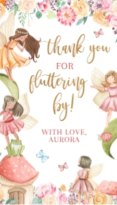 KP020_TAG-THANK YOU: EDITABLE Fairy Thank You For Fluttering By Tag, Fairy Party Favor Tag, Birthday Label Gift Tag, Magical Fairy Garden Enchanted Forest, KP020