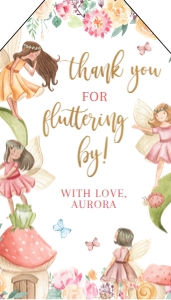 KP020_TAG-THANK YOU W/ SHAPE: EDITABLE Fairy Thank You For Fluttering By Tag, Fairy Party Favor Tag, Birthday Label Gift Tag, Magical Fairy Garden Enchanted Forest, KP020