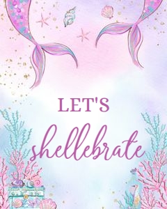 KP030_SIGN-Let's Shellebrate-8 by 10 inches: EDITABLE Mermaid Birthday Let's Shellebrate Sign, Under The Sea Party, Purple Gold Mermaid Banner, Printable Sign, Instant Download KP030