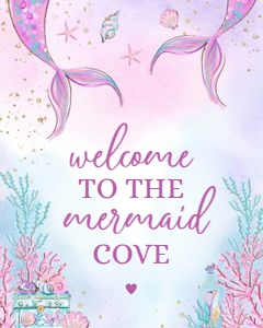 KP030_SIGN-Welcome to the Mermaid Cove Sign-8 by 10 inches: EDITABLE Mermaid Birthday Welcome to the Mermaid Cove Sign, Under The Sea Party, Purple Gold Banner, Printable Sign, Instant Download KP030